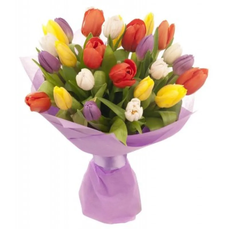 Букет из 21 тюльпана в Фетре, доставка Заозерный